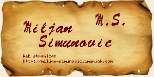 Miljan Simunović vizit kartica